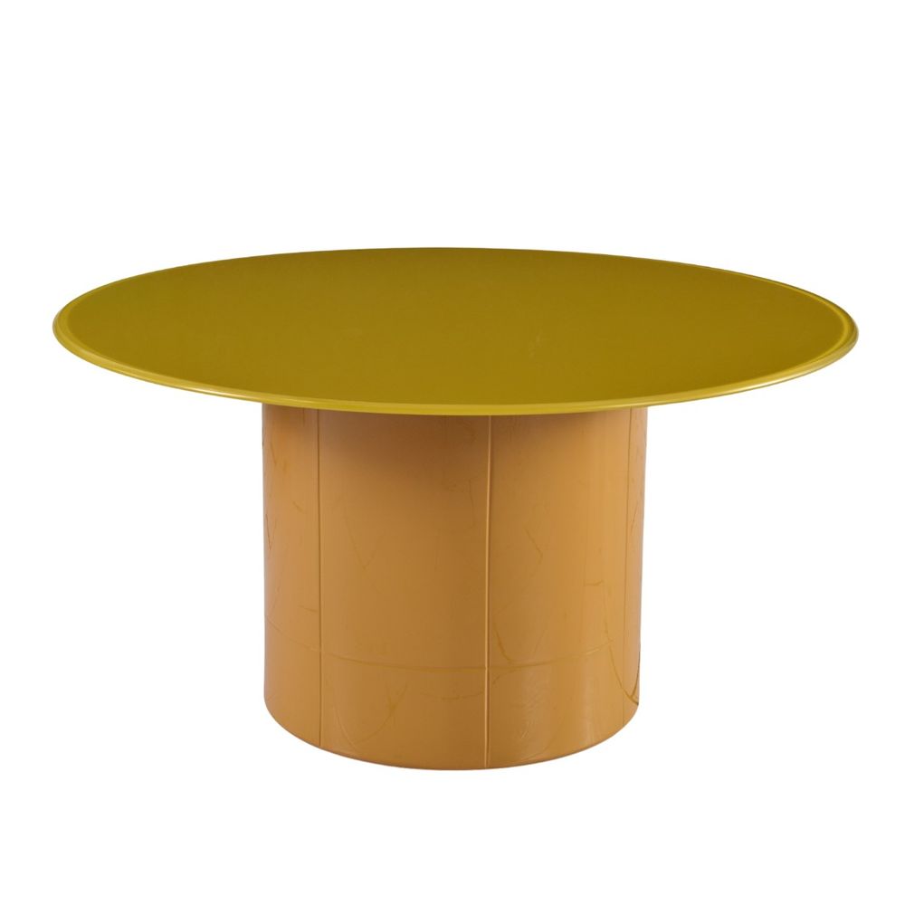 Table basse 80 cm en verre jaune