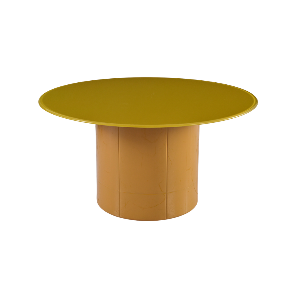 Table basse 80 cm en verre jaune