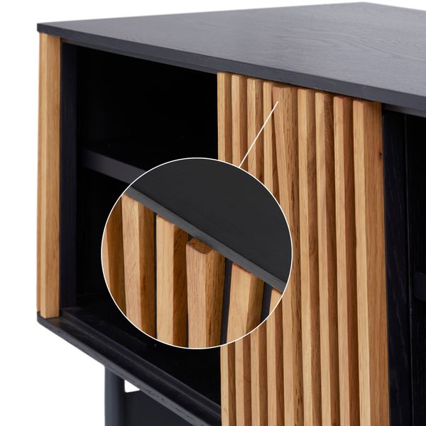 Meuble Tv 130 cm 4 niches plaqué chêne Linea