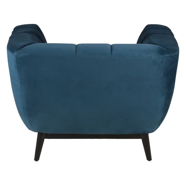 Fauteuil velours bleu capitonné Amaro
