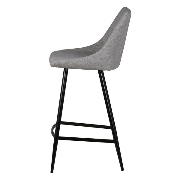 Chaise plan de travail tissu gris clair piètement métal BARI