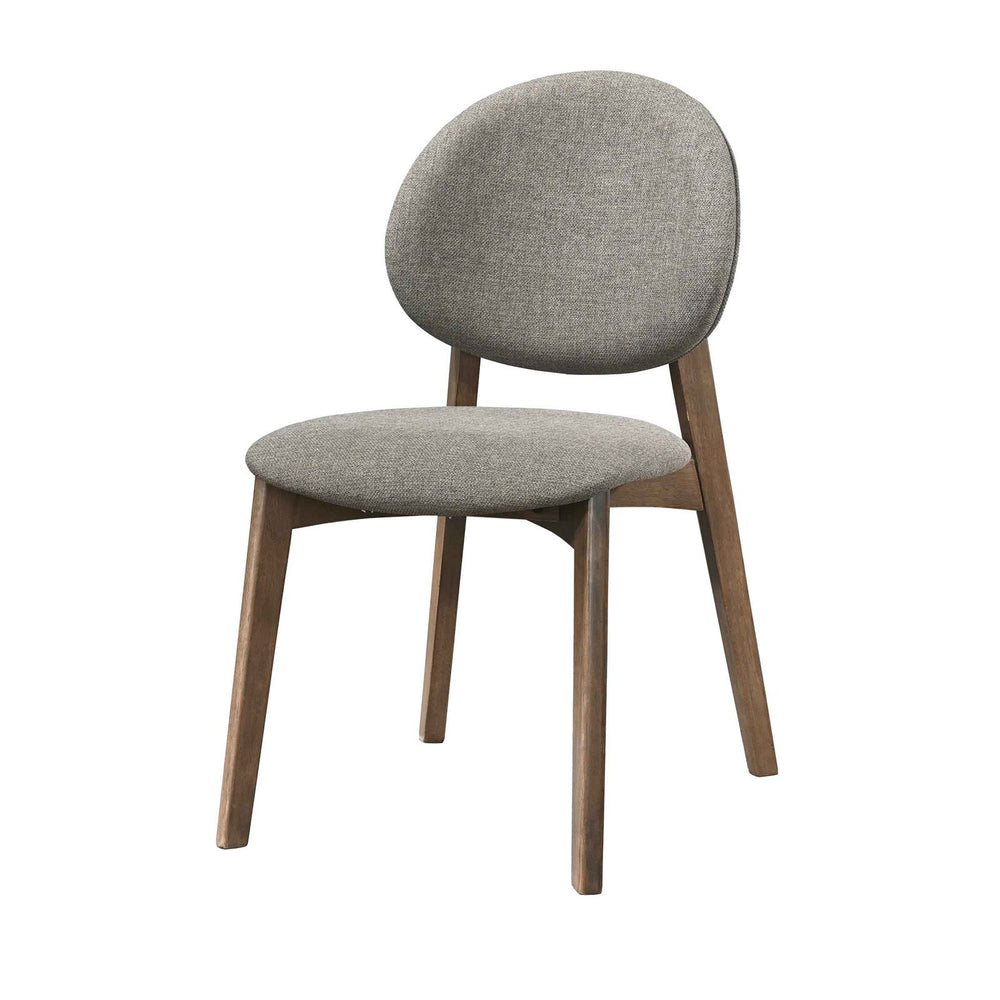 Chaise repas tissu marron clair pied noyer