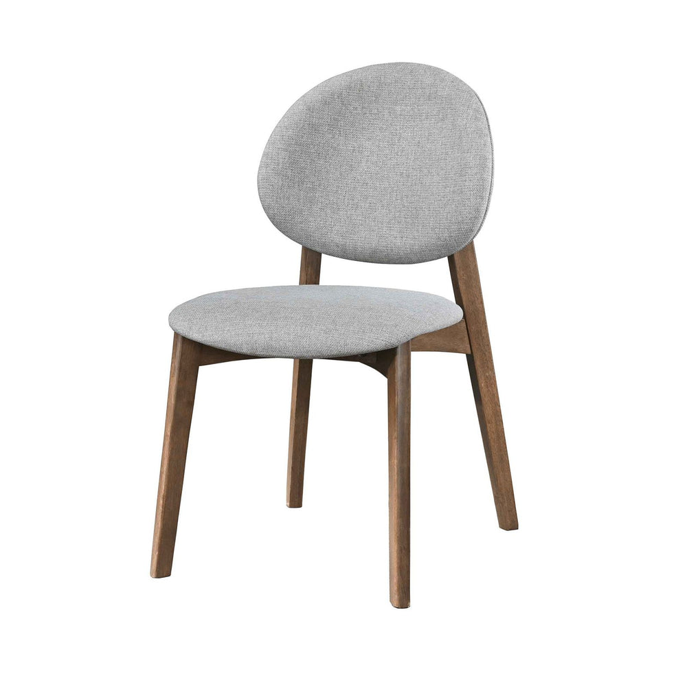 Chaise repas tissu gris clair pied noyer