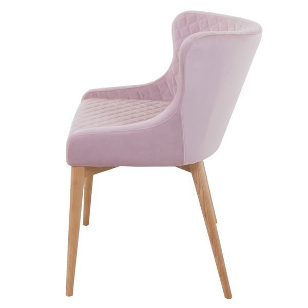 Chaise velours rose poudré piétement frêne Paris