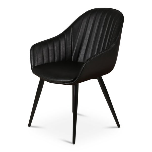 Chaise accoudoirs PU noir piètement métal noir Bari