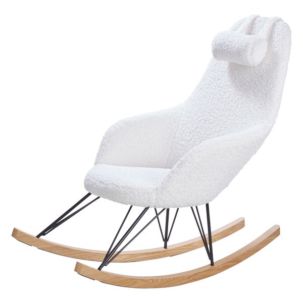 Rocking-chair scandinave effet laine mohair blanc Evy