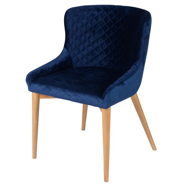 Chaise velours bleu foncé piétement frêne Paris