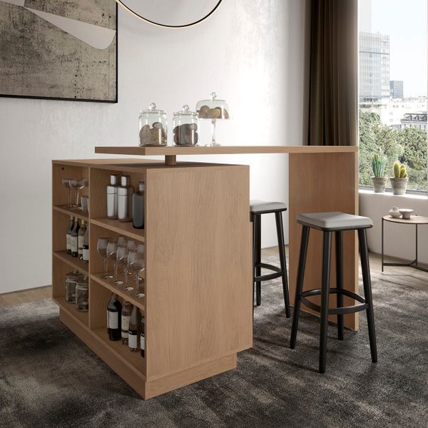 Îlot central cuisine 125cm plateau pivotant Luma