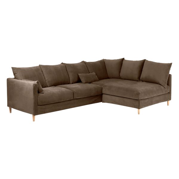 Canapé d'angle velours taupe - Angle droit Figari