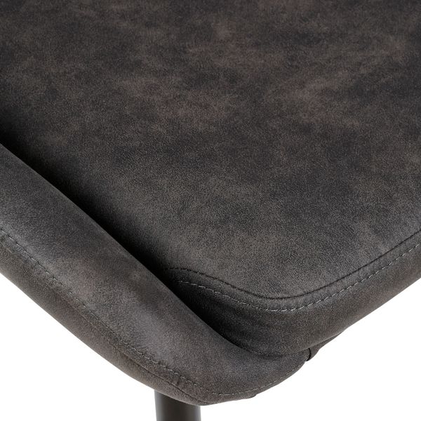 Chaise plan de travail daim gris foncé piètement métal BARI