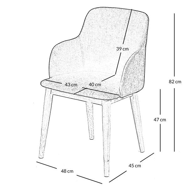 Chaise accoudoirs tissu gris foncé piétement placage chêne Manie