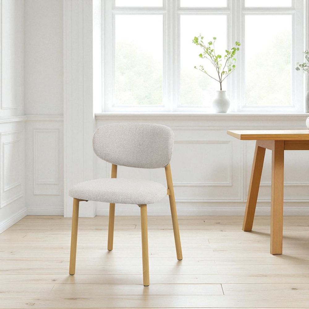 Chaise repas tissu gris clair