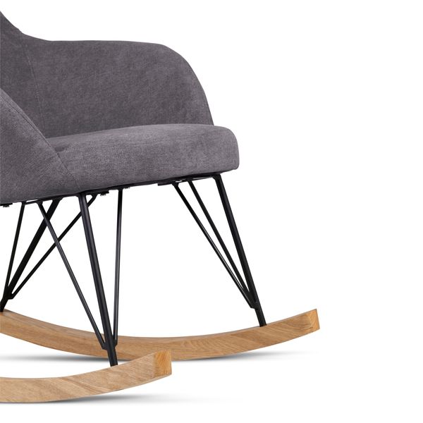 Rocking-chair scandinave en tissu gris clair et bois Evy