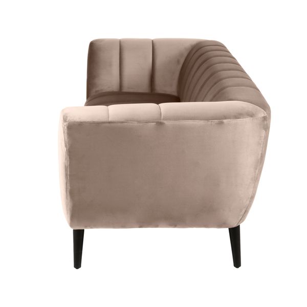 Canapé velours 3 places beige capitonné Amaro