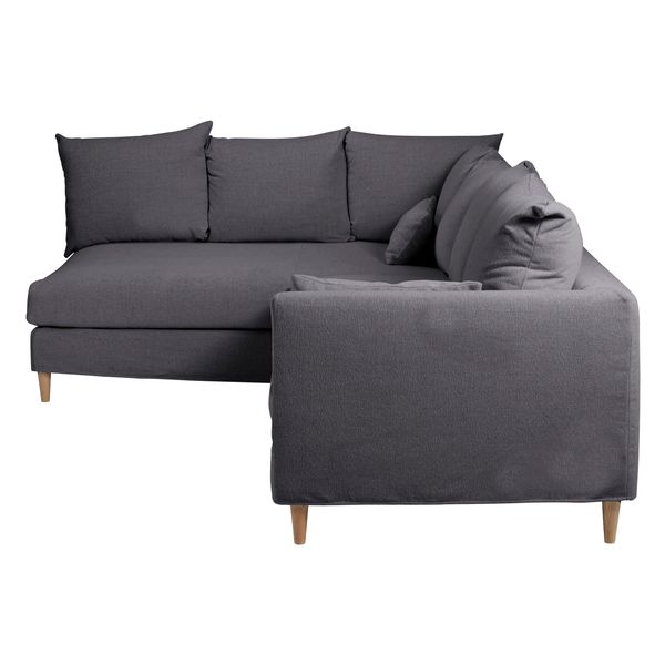 Canapé d'angle tissu recyclé anthracite - Angle gauche Figari