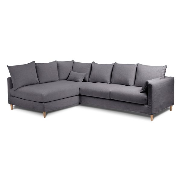 Canapé d'angle tissu recyclé anthracite - Angle gauche Figari