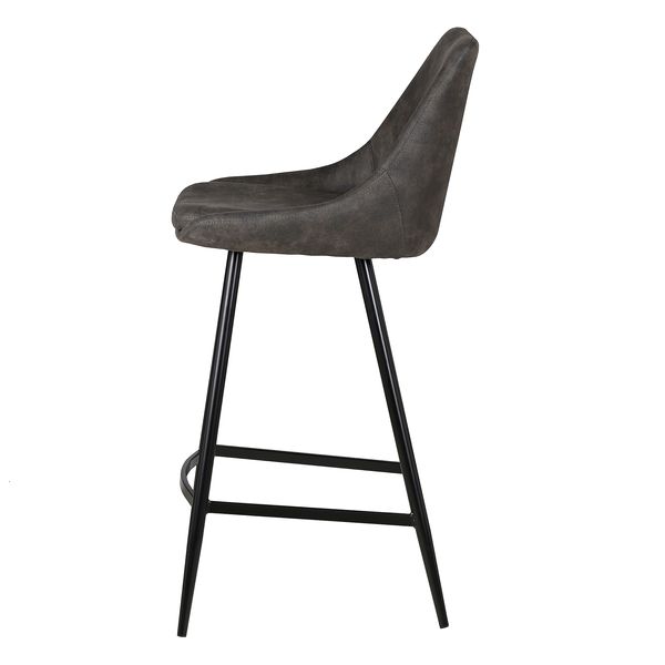 Chaise plan de travail daim gris foncé piètement métal BARI