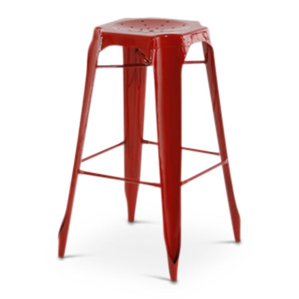 Tabouret de bar industriel en métal rouge h75cm INDUS