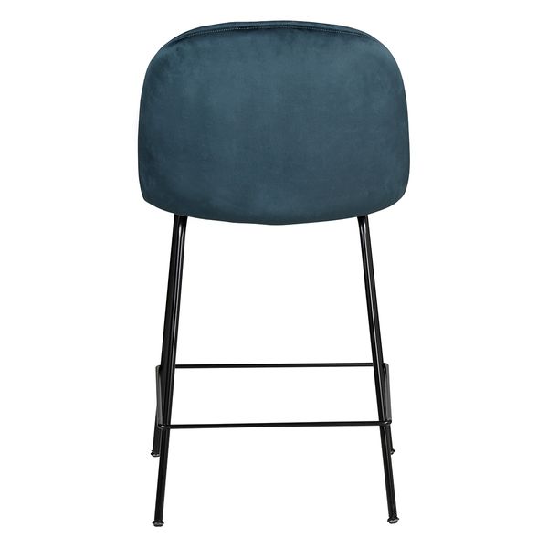 Chaise snack velours gris bleu pieds métal noir YATA