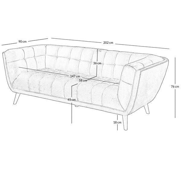Canapé 3 places en tissu gris foncé Beryl