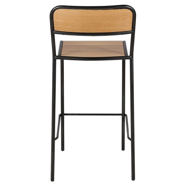 Chaise plan de travail chêne et métal brossé Skhol
