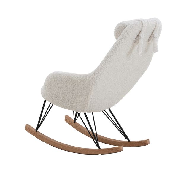 Rocking-chair scandinave effet laine mohair blanc Evy
