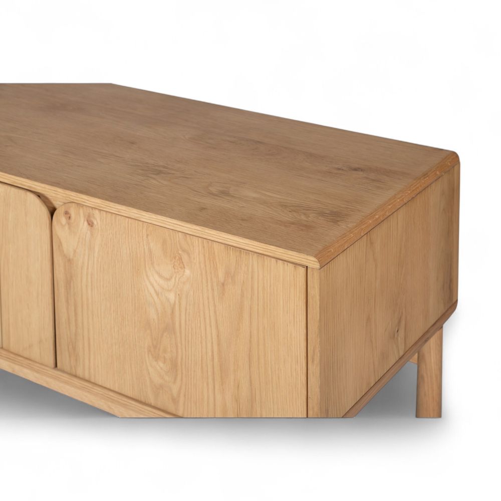 Meuble télé 180 cm 4 portes en chêne naturel