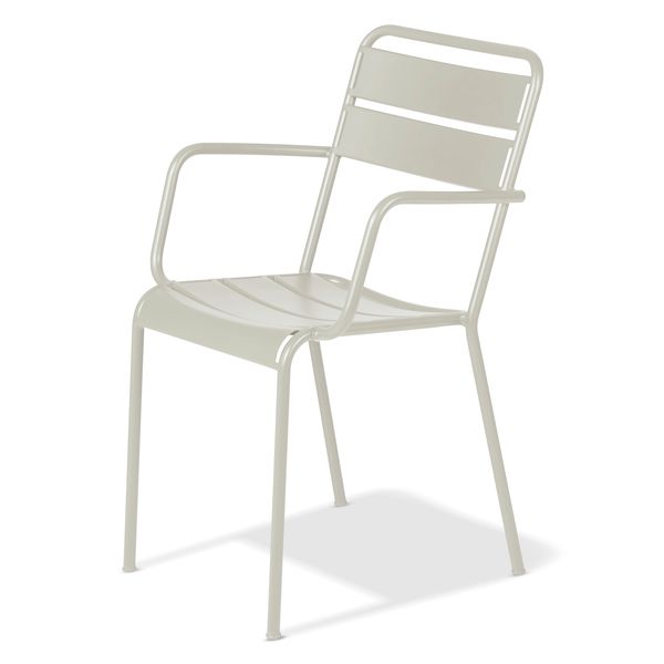 Chaise accoudoirs extérieur métal beige OPUS
