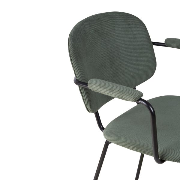 Chaise accoudoirs velours côtelé vert sapin Aston