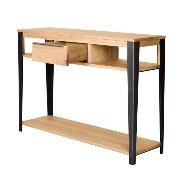 Console avec tiroir en chêne et métal Manhattan