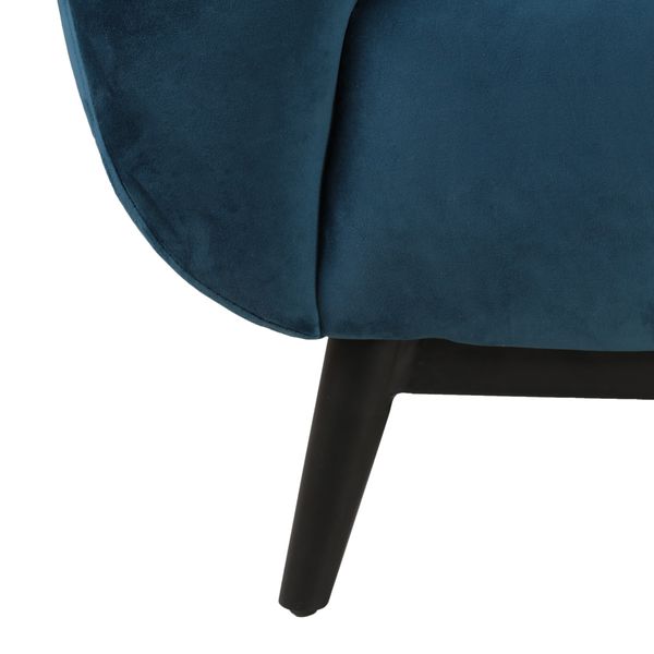 Fauteuil velours bleu capitonné Amaro