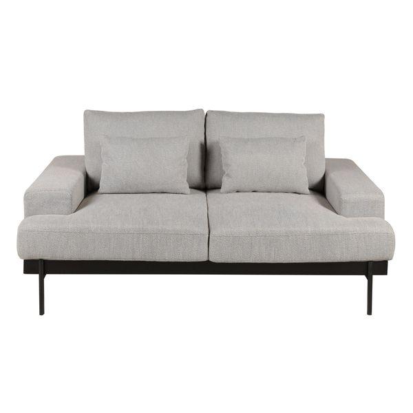 Canapé 2 places tissu gris design et pieds métal noir mat Yoko