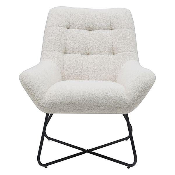 Fauteuil tissu effet laine bouclée blanc Kami