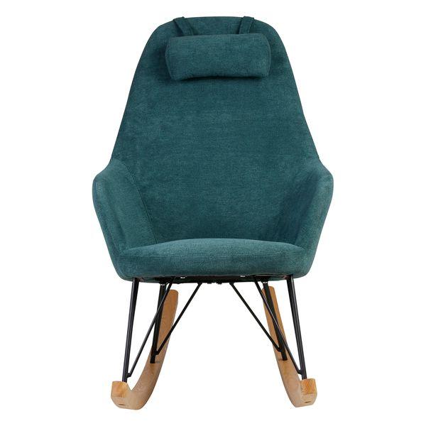 Rocking-chair scandinave tissu vert canard Evy