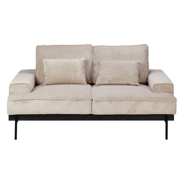 Canapé 2 places velours cotelé beige Yoko