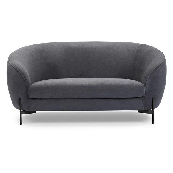 Canapé 2 places tissu anthracite pieds noirs Moon