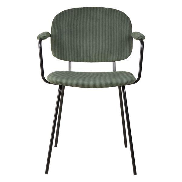 Chaise accoudoirs velours côtelé vert sapin Aston