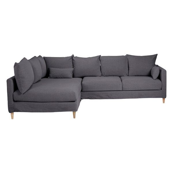 Canapé d'angle tissu recyclé anthracite - Angle gauche Figari