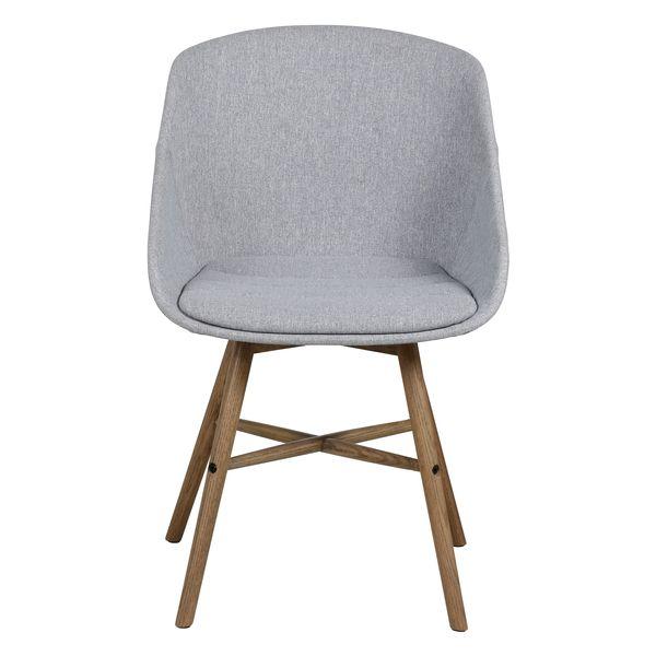 Chaise repas tissu gris clair pieds chêne foncé Jeff