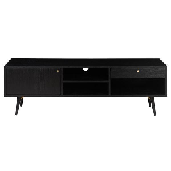 Meuble TV 160 cm plaqué chêne noir Verona