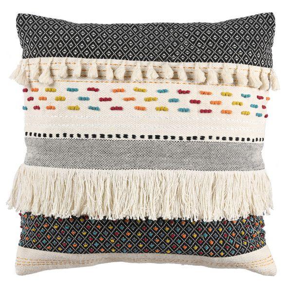 Coussin à franges tricoté à la main 50 x 50 cm Fringe