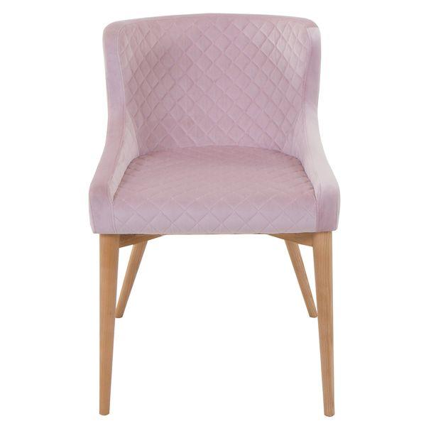 Chaise velours rose poudré piétement frêne Paris