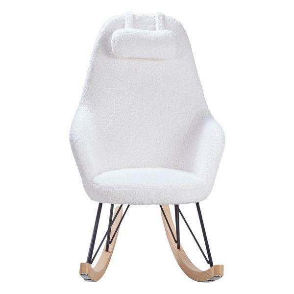 Rocking-chair scandinave effet laine mohair blanc Evy