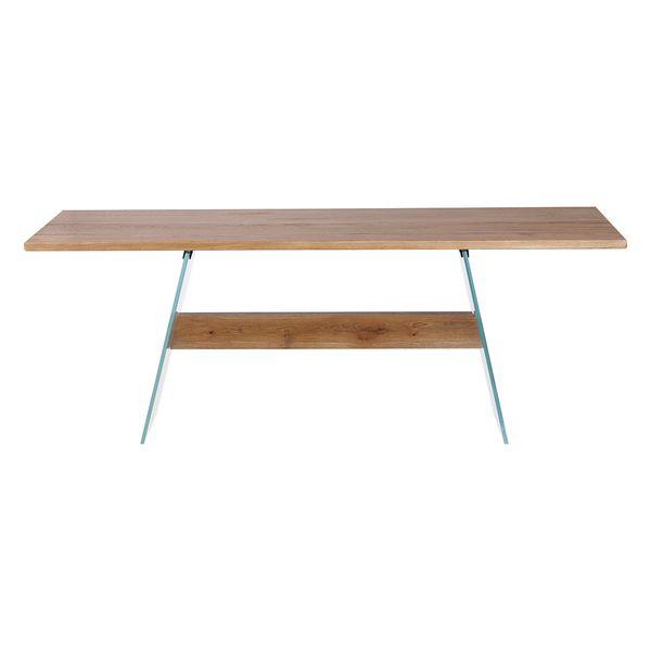 Table repas chêne naturel pieds verre Cristina