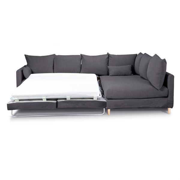 Canapé d'angle tissu recyclé anthracite - Angle droit Figari
