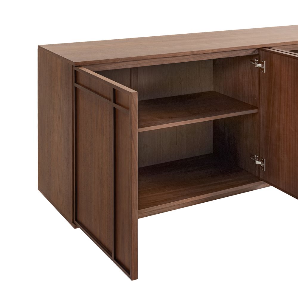 Meuble bas 4 portes placage noyer