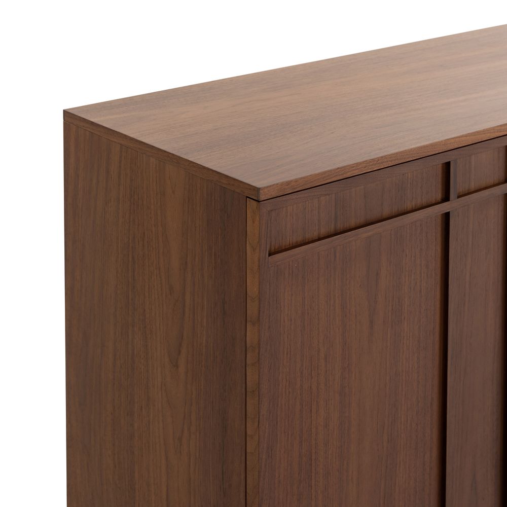 Meuble bas 4 portes placage noyer