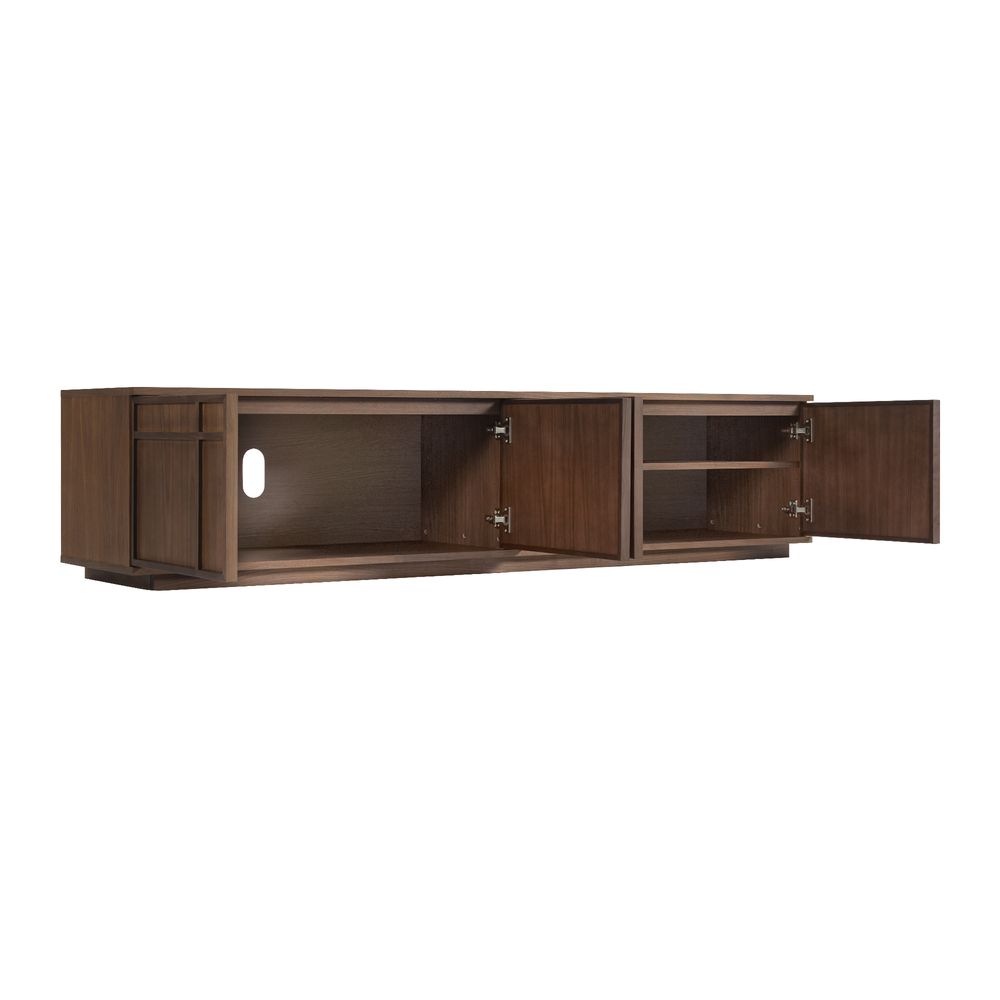 Meuble TV 4 portes placage noyer