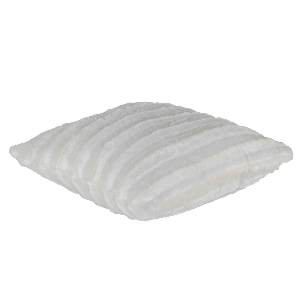 Housse de coussin 45 x 45 cm fausse fourrure blanc