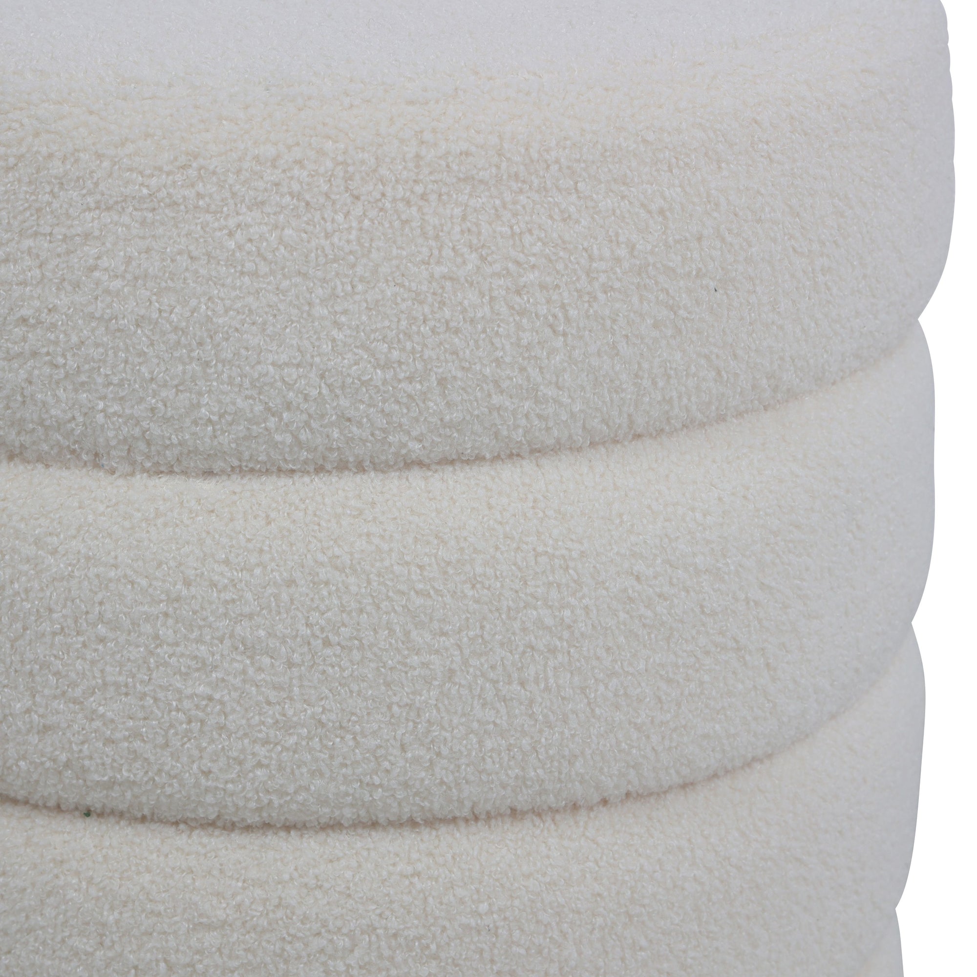 Pouf tissu effet laine bouclette beige Fino
